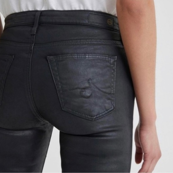 AG  The Legging Ankle Super Skinny Black Faux Leather Jeans Size 25 - Picture 2 of 8